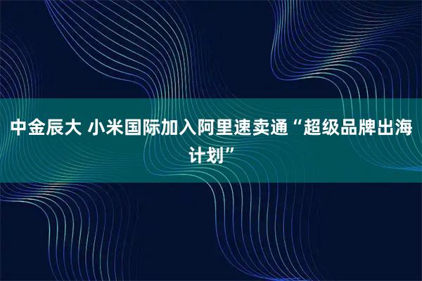 中金辰大 小米国际加入阿里速卖通“超级品牌出海计划”
